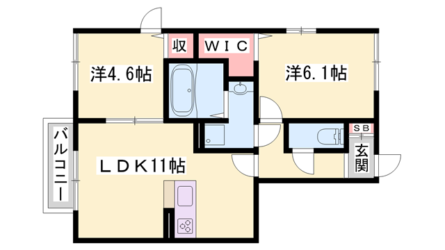 ラポールメゾン(2LDK/1階)の間取り写真