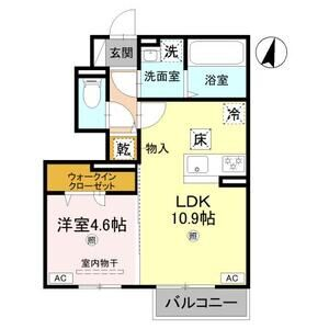 リアン平松 A棟(1LDK/1階)の間取り写真