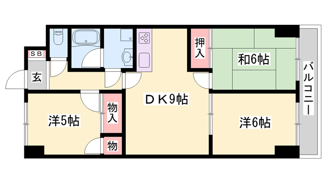 アピア安富(3DK/8階)の間取り写真