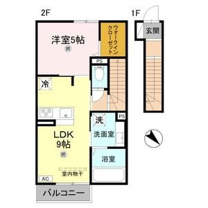 グランクレール西二見(1LDK/2階)の間取り写真