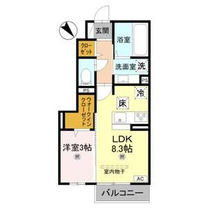 グランクレール西二見(1LDK/1階)の間取り写真