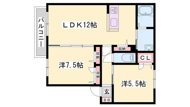 シャーメゾンロージー(2LDK/1階)の間取り写真