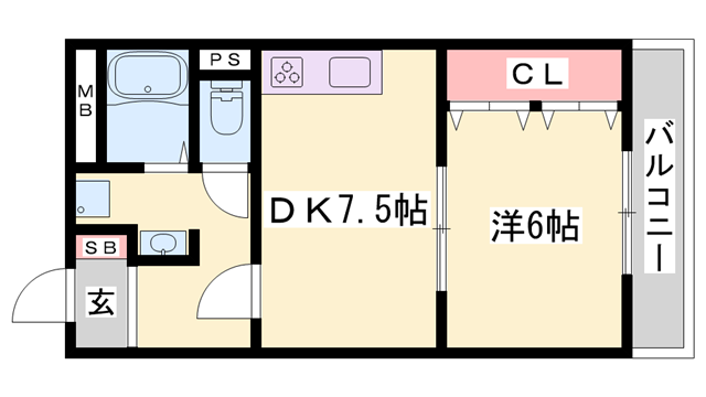 パパノエル(1DK/2階)の間取り写真