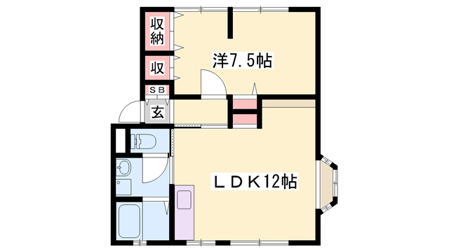 サンハイツ(1LDK/2階)の間取り写真