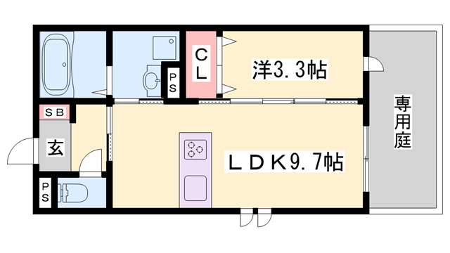 Kレジデンス駅前通(1LDK/3階)の間取り写真