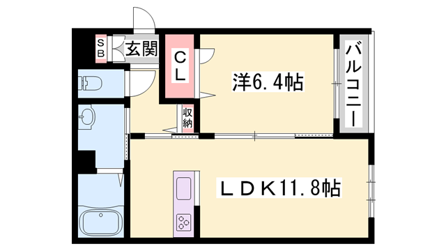 シャーメゾン トールフェスキュー(1LDK/2階)の間取り写真