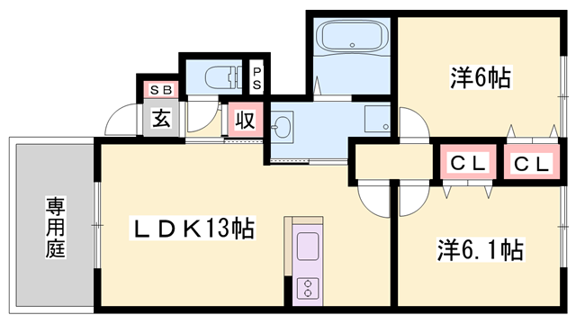 グランファミーユ(2LDK/1階)の間取り写真