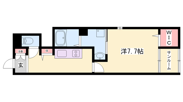 グラン ボヌール(1K/1階)の間取り写真