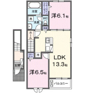 ルミナーレA(2LDK/1階)の間取り写真