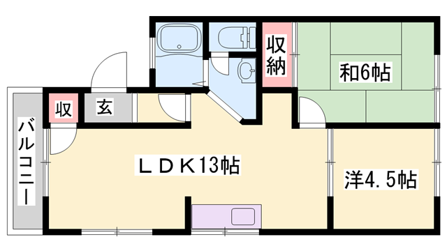 メゾンドソレーユ(2LDK/1階)の間取り写真