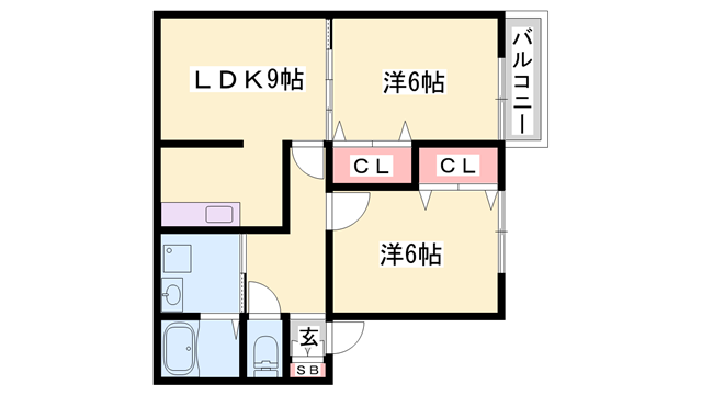 フォレストコート(2LDK/2階)の間取り写真
