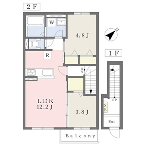 FLEUR DE LIEN Ⅱ(2LDK/2階)の間取り写真