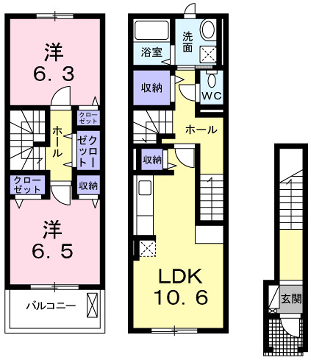 リヴェールコートⅡ(2LDK/2階)の間取り写真