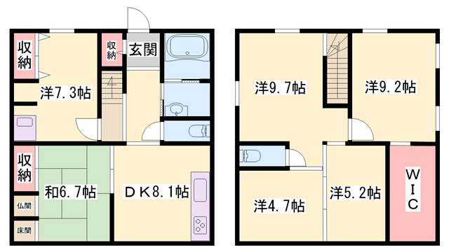 播但線 香呂駅 徒歩19分 2階建 築10年(4SLDK)の間取り写真