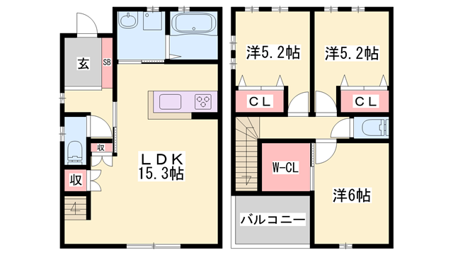 OA FLAT西中島Ⅱ(3LDK/2階)の間取り写真