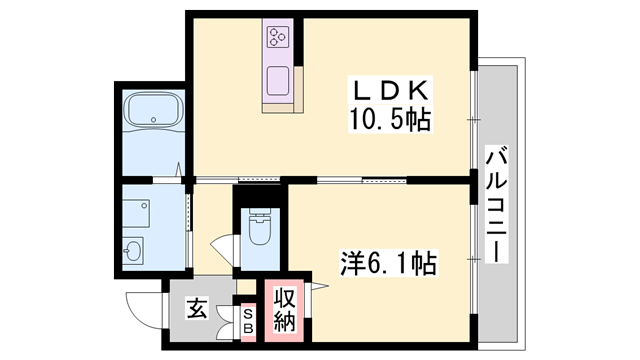 イーストグランテージ(1LDK/1階)の間取り写真