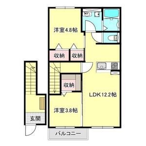 FLEUR DE LIEN Ⅰ(2LDK/2階)の間取り写真