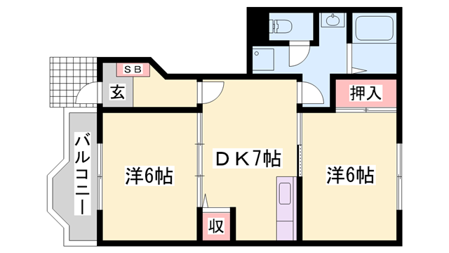 グレイスフルフィールドⅡ(2DK/1階)の間取り写真