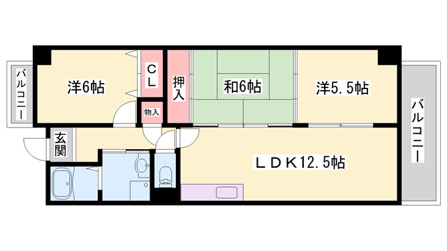 ライフアップハイツ(3LDK/5階)の間取り写真