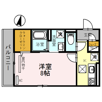 スチール立山(1K/1階)の間取り写真