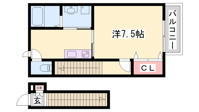 MERIDIES(1K/2階)の間取り写真