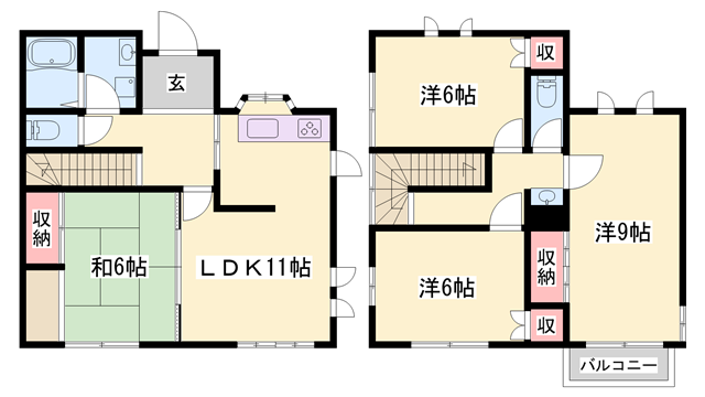播但線 砥堀駅 徒歩29分 2階建 築37年(4LDK)の間取り写真