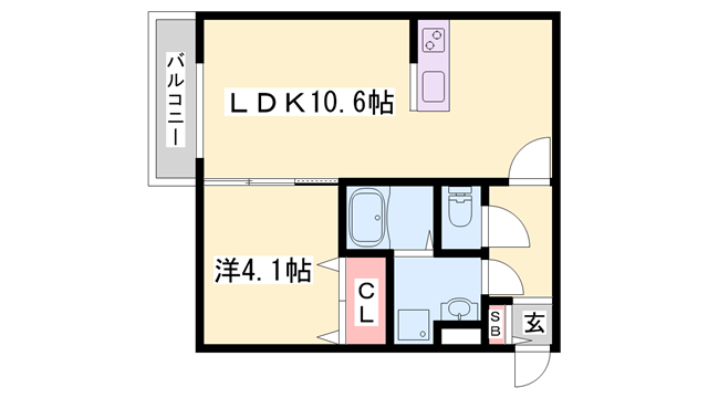 ジーメゾン明石魚住ベリアス(1LDK/3階)の間取り写真