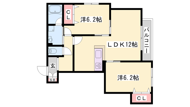 プレジール(2LDK/1階)の間取り写真