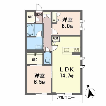 シャーメゾン中自由が丘(2LDK/1階)の間取り写真