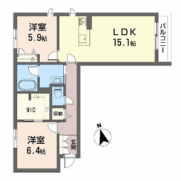 シャーメゾン中自由が丘(2LDK/2階)の間取り写真
