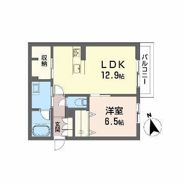シャーメゾン中自由が丘(1LDK/2階)の間取り写真