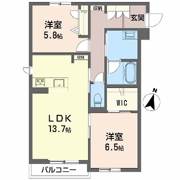 グランメゾン小野(2LDK/2階)の間取り写真