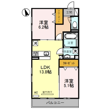 ルエスト・ラメール2(2LDK/3階)の間取り写真