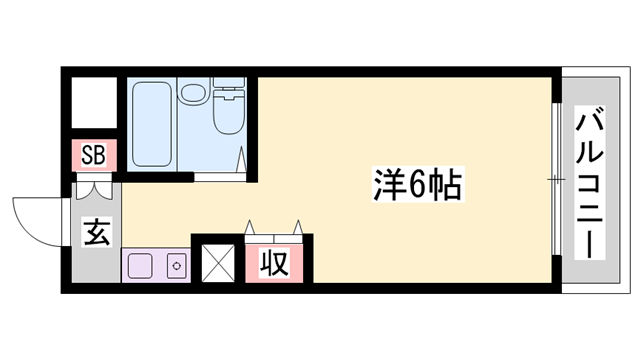 スカイコート姫路(1K/4階)の間取り写真