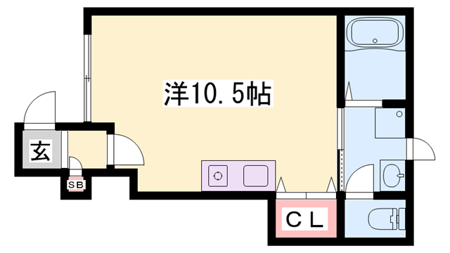 スカイラークK(ワンルーム/1階)の間取り写真