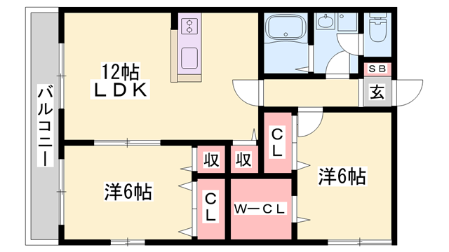 ヴィラージュ(2LDK/2階)の間取り写真