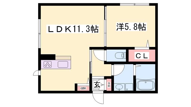 山陽本線 土山駅 徒歩42分 2階建 新築(1LDK/1階)の間取り写真