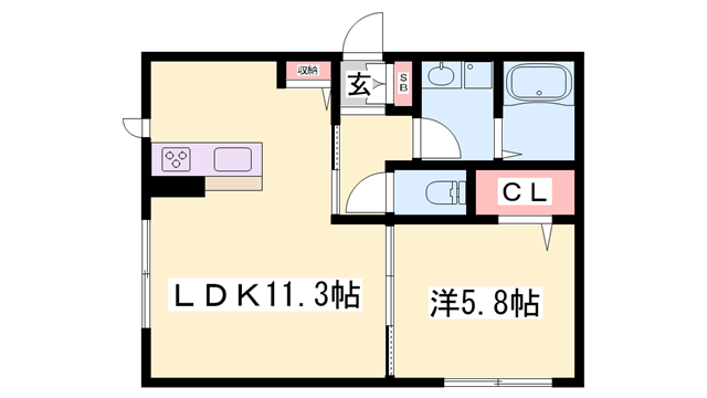 山陽本線 土山駅 徒歩42分 2階建 新築(1LDK/2階)の間取り写真