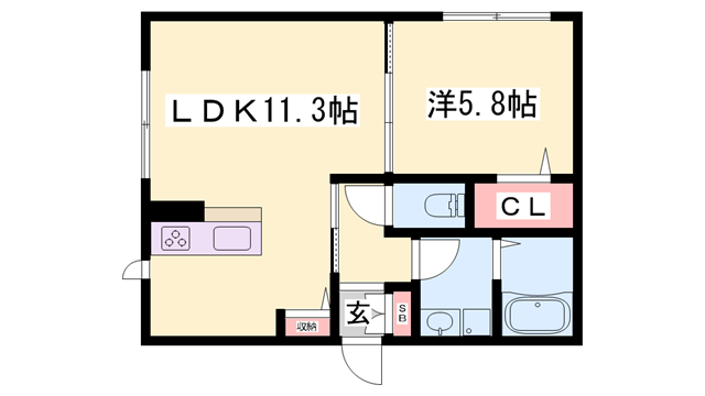 山陽本線 土山駅 徒歩42分 2階建 新築(1LDK/2階)の間取り写真
