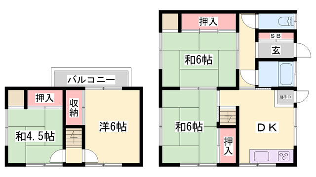 姫新線 播磨高岡駅 徒歩38分 2階建 築59年