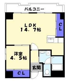 シャトー三和III号館(1LDK/3階)の間取り写真