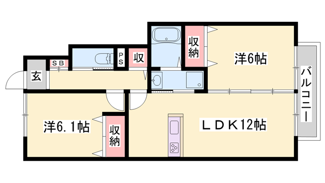 エスペランサⅡ(2LDK/1階)の間取り写真