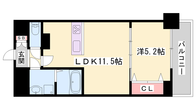 MISTRAL姫路駅前Ⅴ忍町(1LDK/2階)の間取り写真