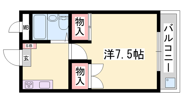 城北ハイツ(1K/1階)の間取り写真
