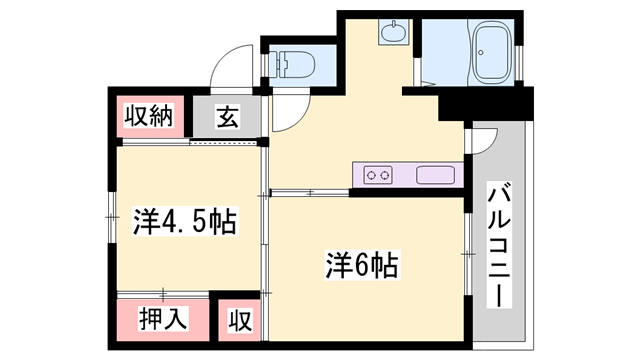 ビレッジハウス小坂(2K/5階)の間取り写真