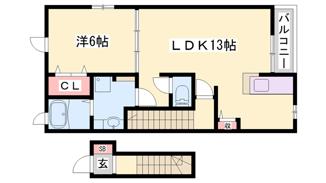 CELL CUBEⅡ(1LDK/2階)の間取り写真