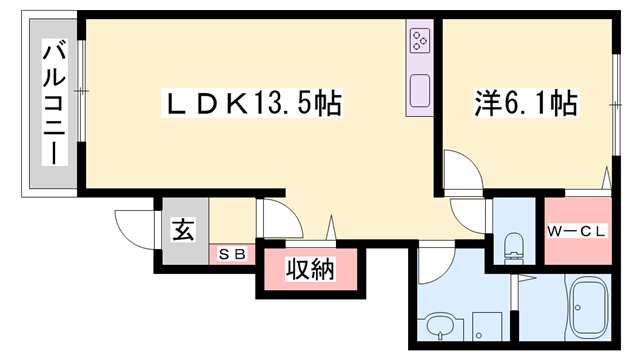 プロスペリティーⅠ(1LDK/1階)の間取り写真