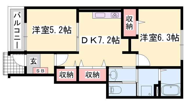 エリタージュA(2DK/1階)の間取り写真