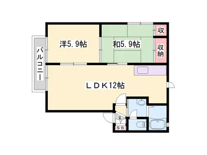 ディアス北新在家(2LDK/1階)の間取り写真