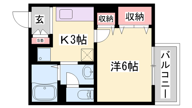 ウィステリア(1K/2階)の間取り写真